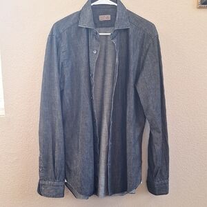 Barba Napoli Dandy Life Men's Denim Button-Up Shirt. MADE in ITALY, SIZE: 41/16